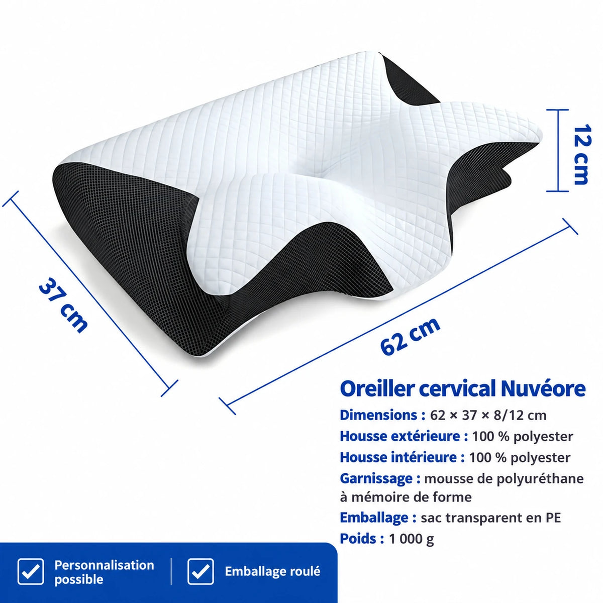 Oreiller cervical ergonomique Nuvéore™